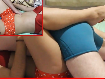 School-Duo grinds and nails in tight undies while pleasuring each other's butt crevasses