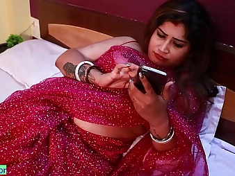 Indian Bhabhi Dazzling Hdoyel gets her XXL boobies and cock-squeezing vagina packed with jizz by way of a nasty Desi pulverize-a