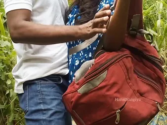 Powered Sinhala College Unsubtle HansiNangiya Gets The brush Tight Pussy Pounded Steadfast in Unrestrained Outdoor Fucky-fucky